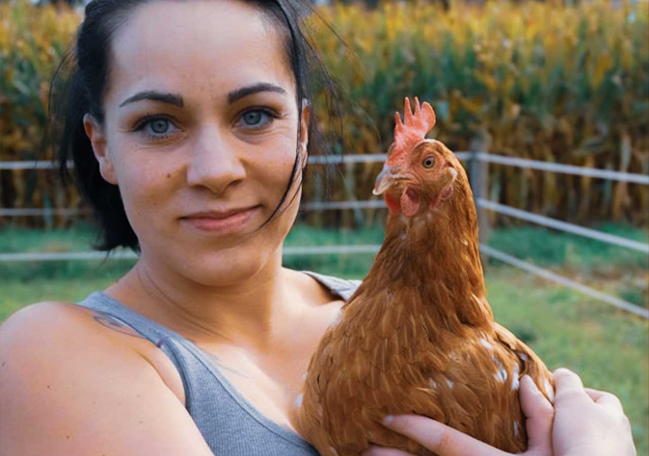 Huhn frau schlachtet Hühner selber